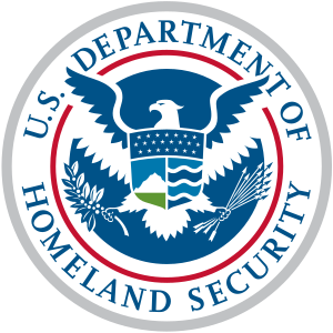 Seal of the United States Department of Homeland Security. A graphically styled American eagle appears in a circular blue field.