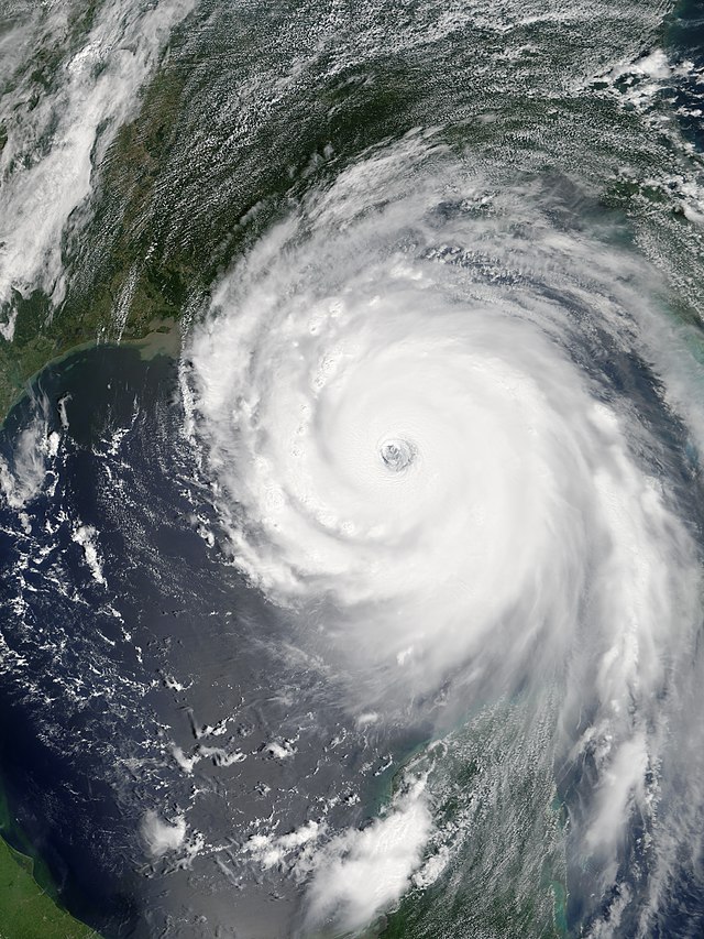 Satellite image of hurricane.