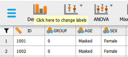 Jasp screenshot of where to change the labels for the 3-session program calculations